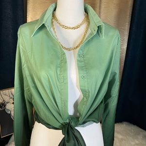 NWT Green Button-down Blouse.